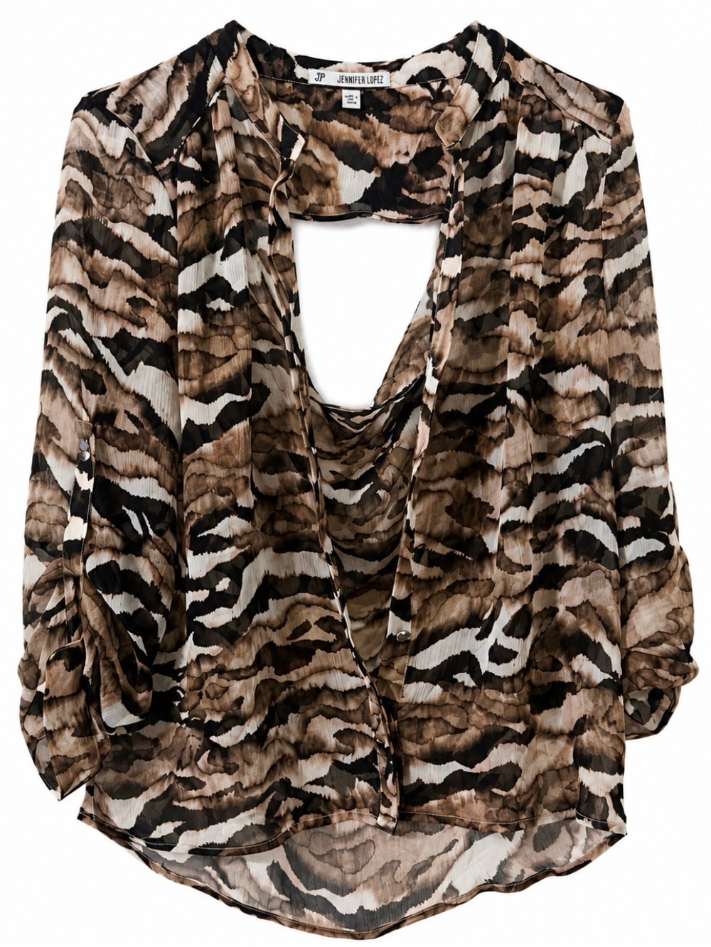 Jennifer Lopez animal print open back blouse